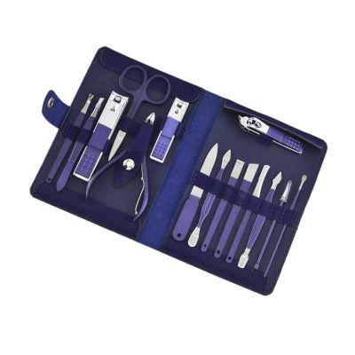 Agnail Clippers Pieces Stainless Steel Nail Clipper Manicure and Pedicure Tools Household Toenail Pliers(Blue 15 Piece Set)
