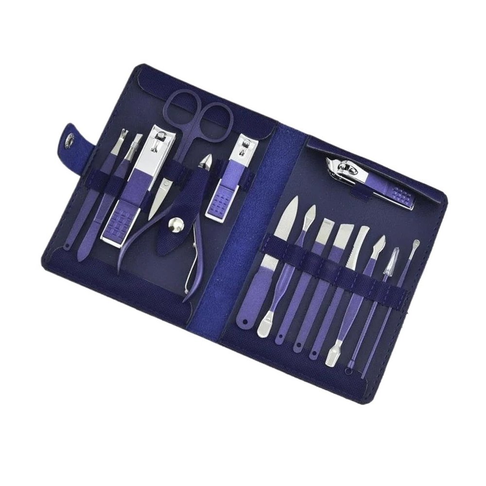 Agnail Clippers Pieces Stainless Steel Nail Clipper Manicure and Pedicure Tools Household Toenail Pliers(Blue 15 Piece Set)