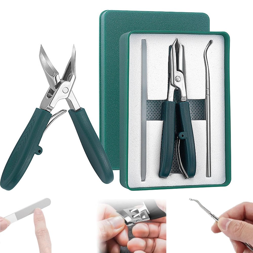 2025 Upgrade Eagle Beak Nail Clippers,3 Sets of Eagle Beak Beveled Nail Clippers,Multifunctional Anti Splash Nail Clipper,Wide Jaw Toenail Clippers,for Seniors, Men,Women (Green)