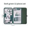 Agnail Clippers 7/10/12PCS Dark Green Stainless Steel Nail Clipper Set Toenail Pliers(Green-12PCS) view 2