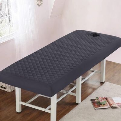 LDLCYCN Grey/a,190 * 80cm(R), Massage Table Cover Quilted Spa Bed Cover with Face Hole Beauty Salon Massage Table Fitted Sheet Dustproof Lash Bed Cover with Elastic Cord All-Round Wrap Square Head