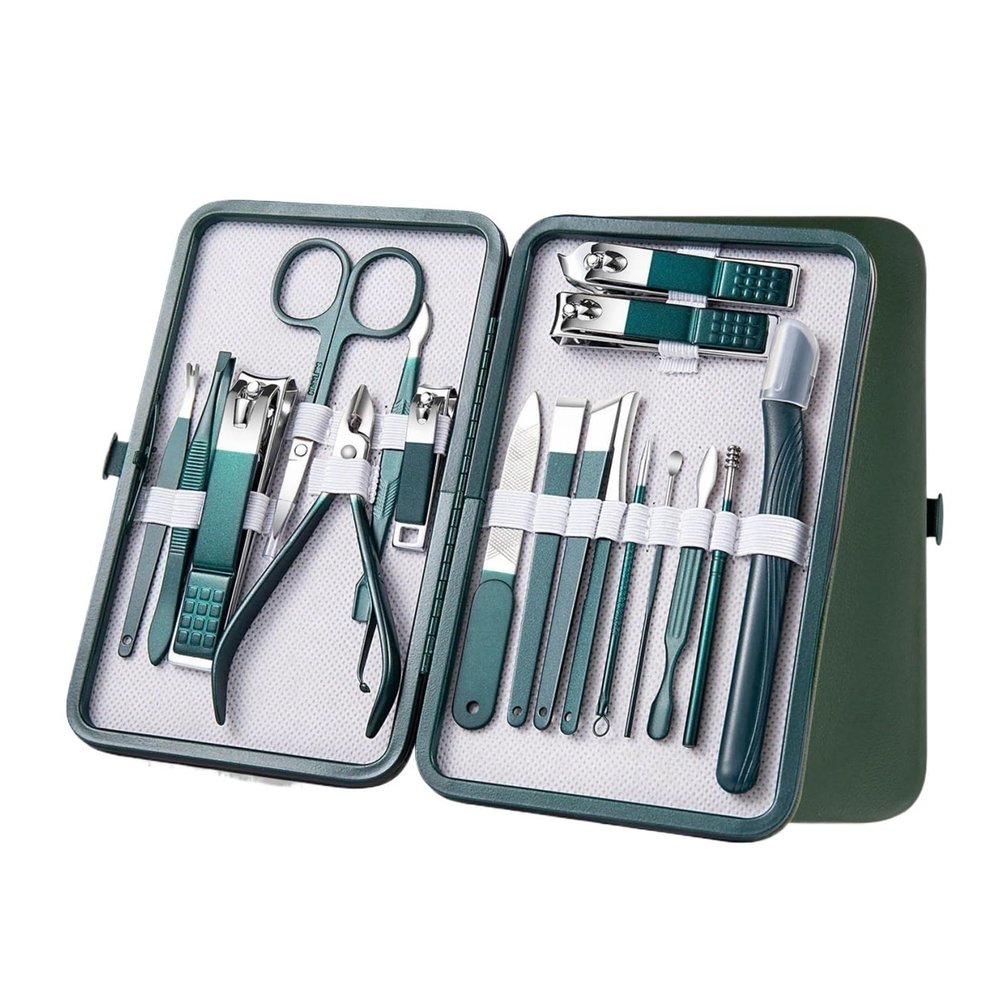 Agnail Clippers Stainless Steel Nail Clippers Set Grooming Tools Set with Portable Case Manicure Art Toenail Pliers(18pcs)