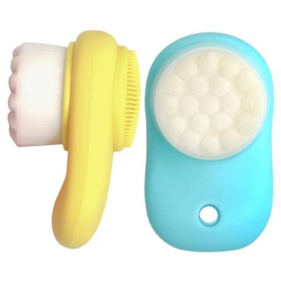 DEARMAMY 2pcs Dual-Sided Portable Face Brush Cleansing Facial Brush Silicone Gentle Skin Care Tool for Women
