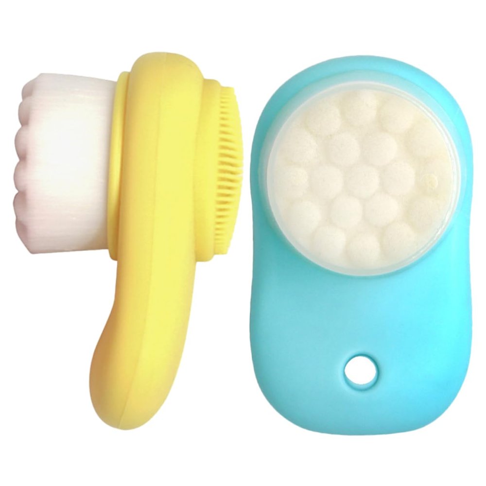 DEARMAMY 2pcs Dual-Sided Portable Face Brush Cleansing Facial Brush Silicone Gentle Skin Care Tool for Women