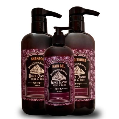 Black Canyon Cranberry Orange Zest Scented Argan Oil Hair Shampoo, Conditioner and Hair Gel Set