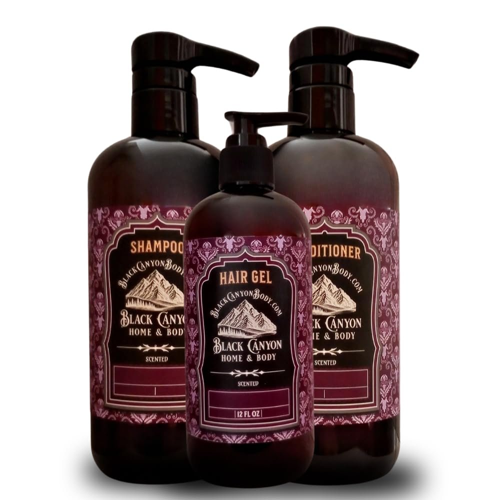 Black Canyon Cranberry Orange Zest Scented Argan Oil Hair Shampoo, Conditioner and Hair Gel Set