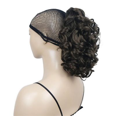 12" Culry Brown With Blonde Highlights Clip On Ponytailtail With Butterfly Clip Hairpiece Synthetic Fibres 8 Medium Brown