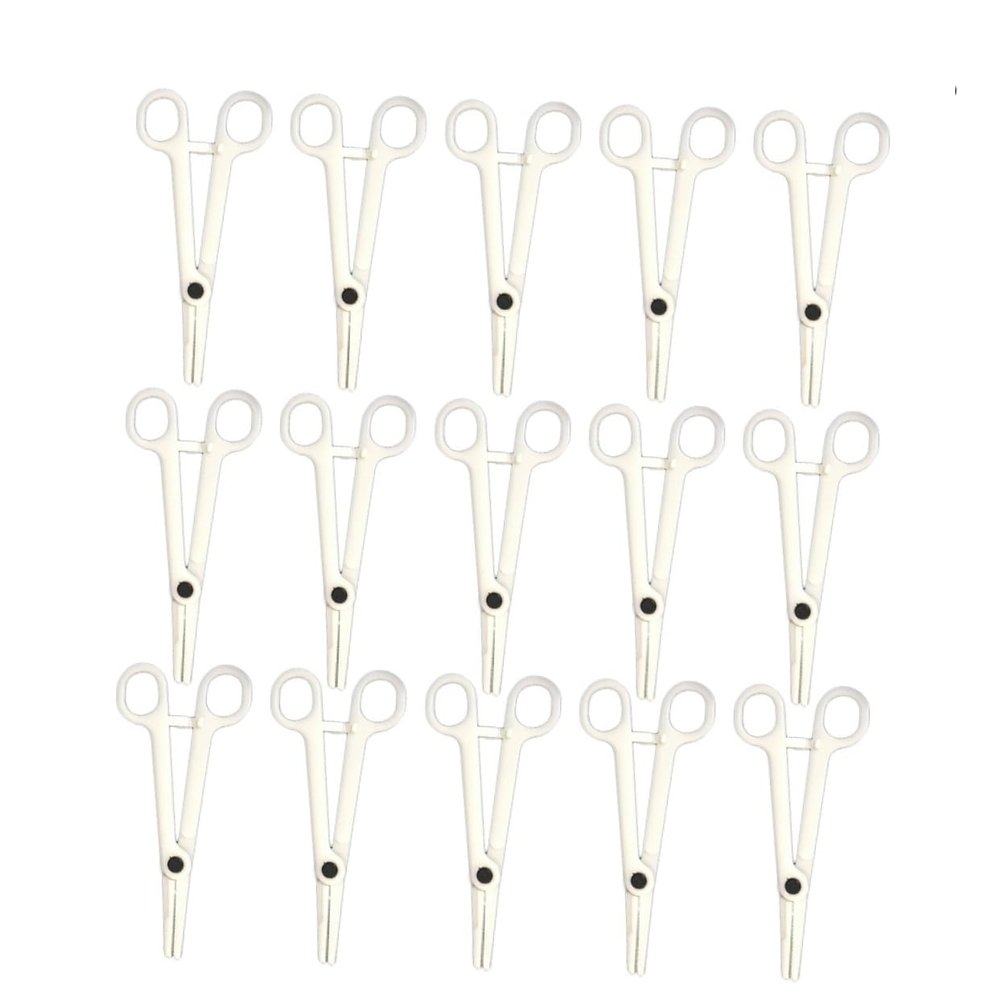 WRITWAA 15pcs Professional Body Piercing Pliers Disposable Clamps Plastic Forceps Easy to Use and Adjust for Piercings