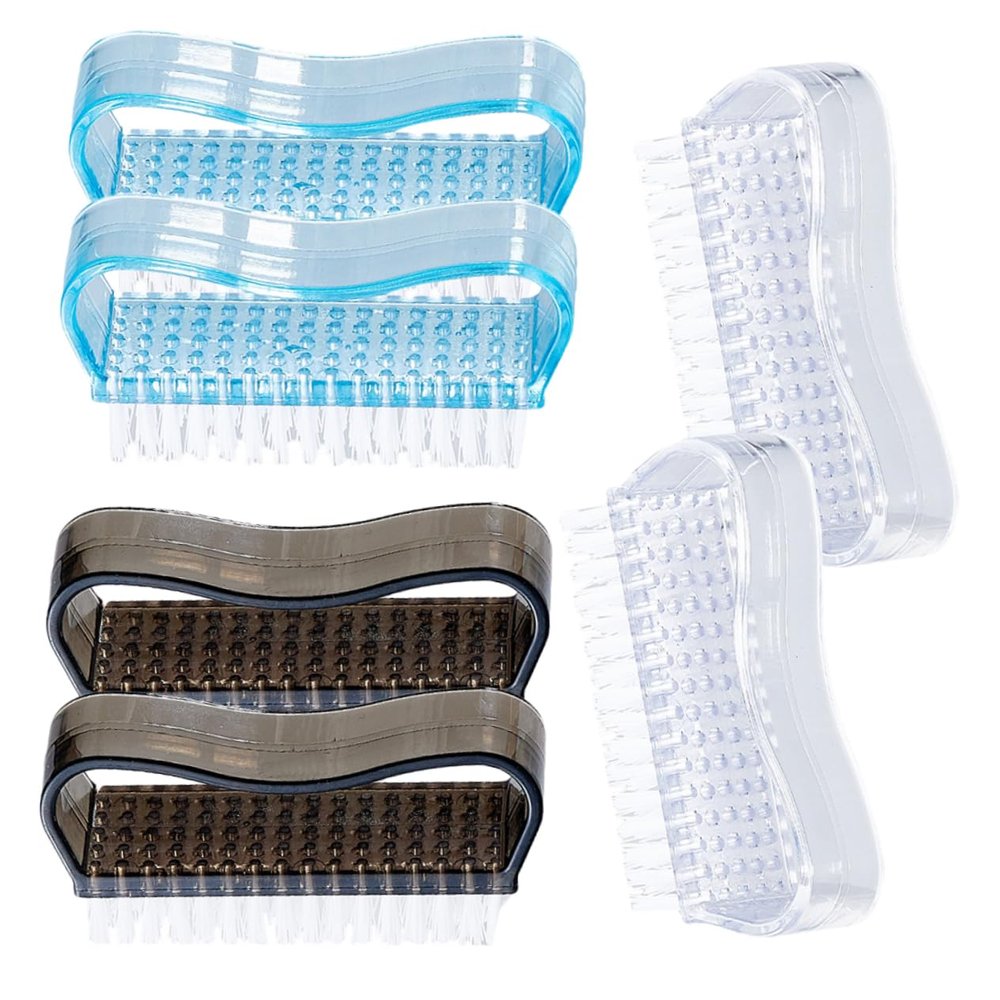 PartyKindom 6pcs Nail Art Tool Brush Fingernail Cleaning Brush Nail Scrubber Pp Material Soft Bristles