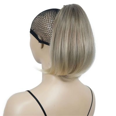 11" Straight Brown With Highlights Clip On Ponytailtail With Butterfly Clip Hairpiece Synthetic Fibres 230t Ombre blonde