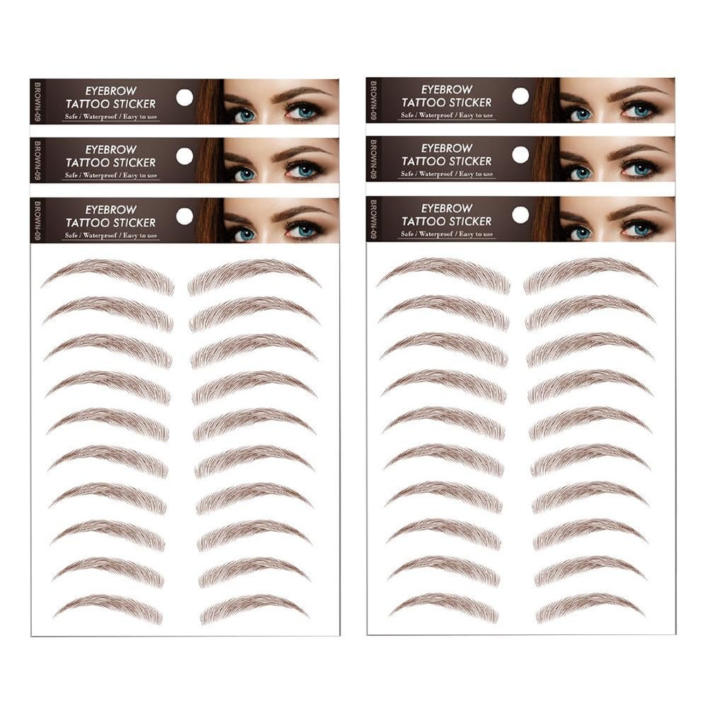 6 Sheets Eyebrow Tattoo Stickers Eyebrow Stencil Sticker Waterproof Eyebrow Transfers Stickers Grooming Shaping Fake Eyebrow Sticker for Women and Girls Makeup