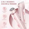 2-in-1 Women's Body Shaver,2025 Upgrade Electric Shaver Bikini Trimmer for Women,Dual Head Cordless Electric Razor IPX7 Waterproof Wet and Dry Hair Trimmer for Face Lip Chin Underarm Legs (Purple) view 3