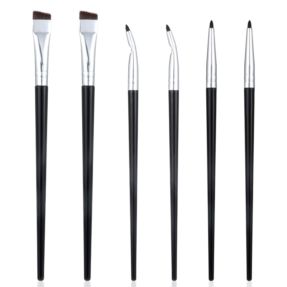 6 PCS Thin Eyeliner Brush Set, Fine Angled Eyeliner Brushes Angled Eye Liner Brush Ultra Fine Bent Makeup Brushes Pointed Round Eye Liner Makeup Tool for Women Girls Beauty Cosmetic