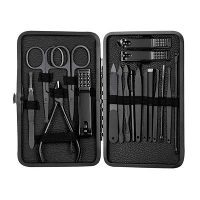 18-Piece Nail Clippers Set, Professional Manicure Pedicure Kit, Stainless Steel Fingernail & Toenail Clippers, Nail Scissors, Ear Spoon, Pedicure Tool Set with PU Leather Case