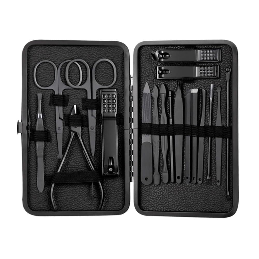 18-Piece Nail Clippers Set, Professional Manicure Pedicure Kit, Stainless Steel Fingernail & Toenail Clippers, Nail Scissors, Ear Spoon, Pedicure Tool Set with PU Leather Case