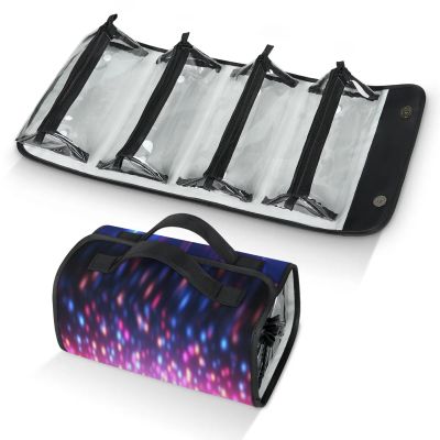 AGHESOTH Night Style Sky Toiletry Bag Water Proof Travel Makeup Case Large Capacity 4 in 1 Foldable Cosmetics Storage for Women Men Removable Zipper Clear PVC Pockets