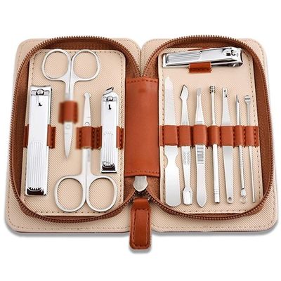 12-Piece Nail Clipper Set, Professional Manicure & Pedicure Kit with Ergonomic Non-Slip Handles, Stainless Steel Fingernail & Toenail Clippers, Portable Personal Care Set for Men