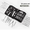 26-Piece Stainless Steel Nail Clippers Set, Household Manicure & Pedicure Grooming Kit with Travel Case, Complete Nail Care Tools for Hands, Feet & Facial Care, Portable &(Black) view 3