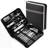 26-Piece Stainless Steel Nail Clippers Set, Household Manicure & Pedicure Grooming Kit with Travel Case, Complete Nail Care Tools for Hands, Feet & Facial Care, Portable &(Black) view 4