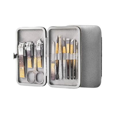18-Piece Nail Clippers Set, Professional Manicure Pedicure Kit for Men & Women, Stainless Steel Nail Clipper Set with Grey PU Leather Case, Personal Care & Grooming Accessories