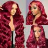 Ubetta 99j Burgundy Lace Front Wigs Human Hair Body Wave 13x6 Lace Front Wigs Human Hair, 26 Inch Glueless Wig Human Hair Pre Plucked Red 99j Burgundy Lace Frontal Wigs for Black Women 180% Denstiy view 1