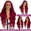 Ubetta 99j Burgundy Lace Front Wigs Human Hair Body Wave 13x6 Lace Front Wigs Human Hair, 26 Inch Glueless Wig Human Hair Pre Plucked Red 99j Burgundy Lace Frontal Wigs for Black Women 180% Denstiy view 3