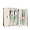 7-Piece Portable Stainless Steel Nail Clippers Set, Travel Manicure & Pedicure Kit, Ear Cleaning Tools, Personal Care Set with Gold Synthetic Leather Case(Light Green) view 1