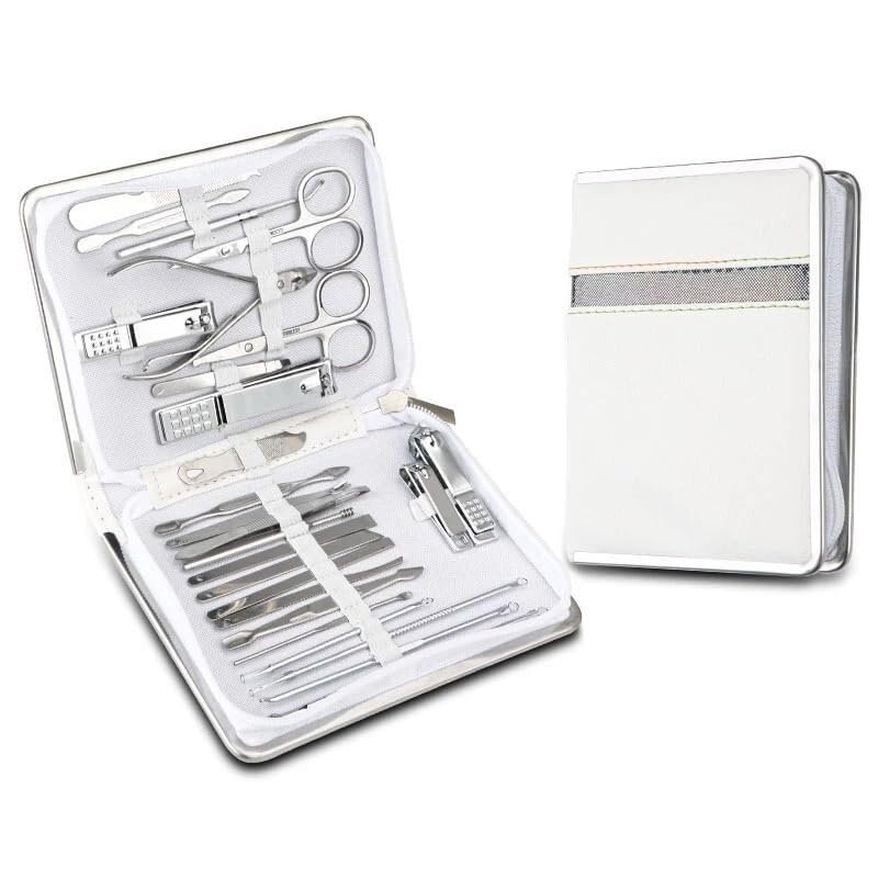 26-Piece Stainless Steel Nail Clippers Set, Household Manicure & Pedicure Grooming Kit with Travel Case, Complete Nail Care Tools for Hands, Feet & Facial Care, Portable &(Blue)
