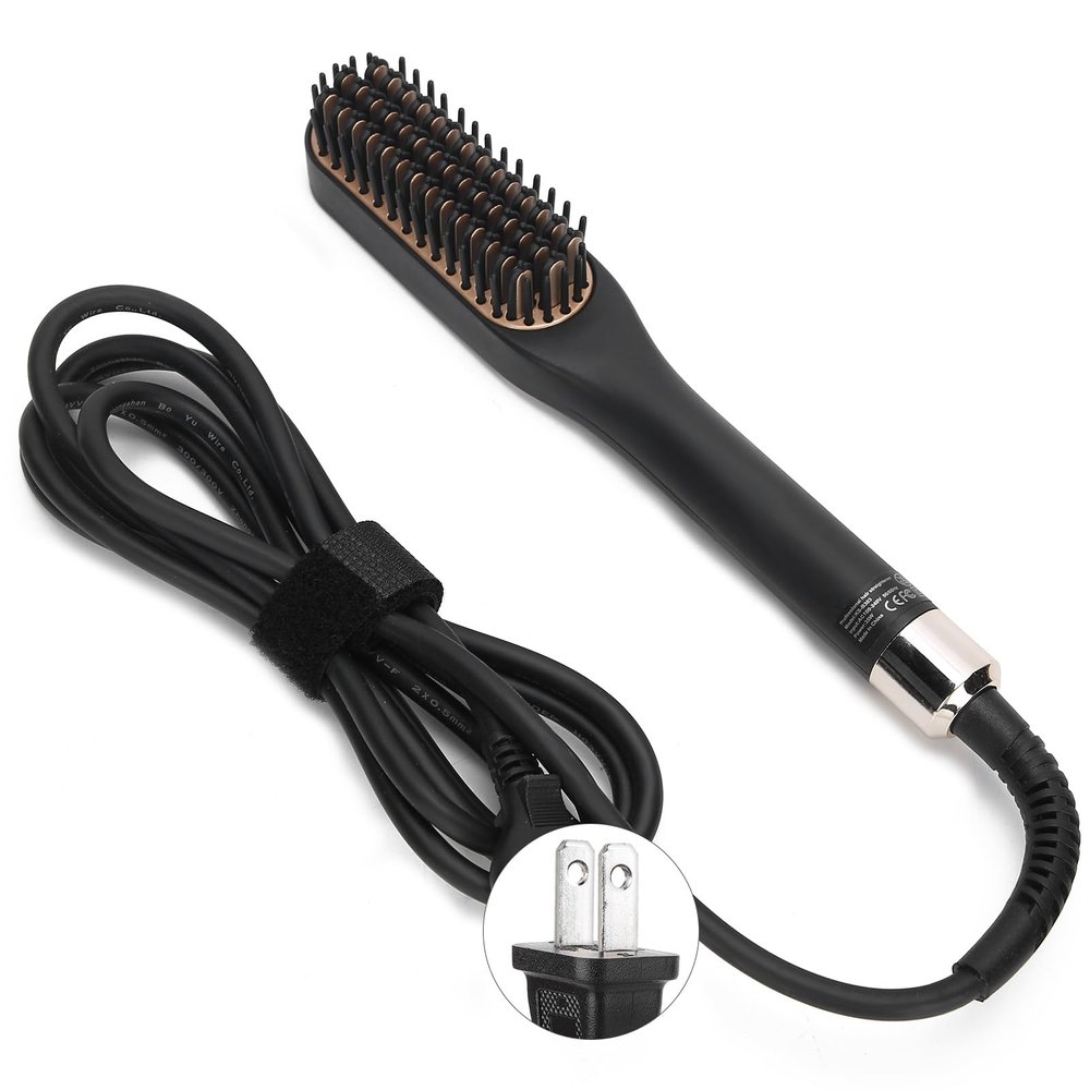 Beard Glass for Men, Beard Comb Men Multifunctional Hair Straightener Smooth Brush Hair Beard Straight Brush for The Styling of Beard and Hair 3 Steps Temperature Temperature (US Plug)