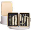 11-Piece Nail Clippers Set with Luxury Metal Box, Stainless Steel Manicure Pedicure Grooming Kit for Travel or Home Use, Professional Hand, Foot & Facial Care Tools, Silver(Gold) view 1