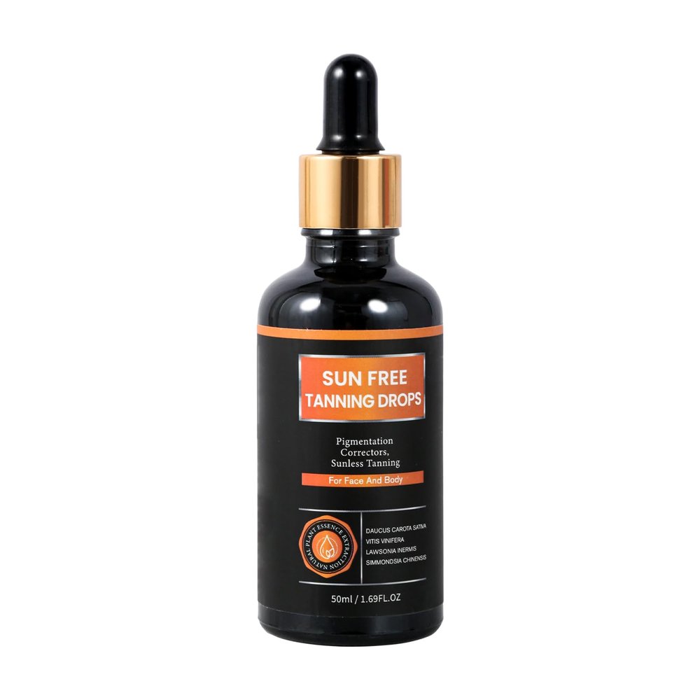 Natural Organic Self-Tanning Drops for Face -14- Carrot Seed Oil, Jojoba & DHA Bronzing Drops | Hydrating, Vegan Tanning Serum with Beetroot & Turmeric | Gentle Face Tanner for Sunless Glow