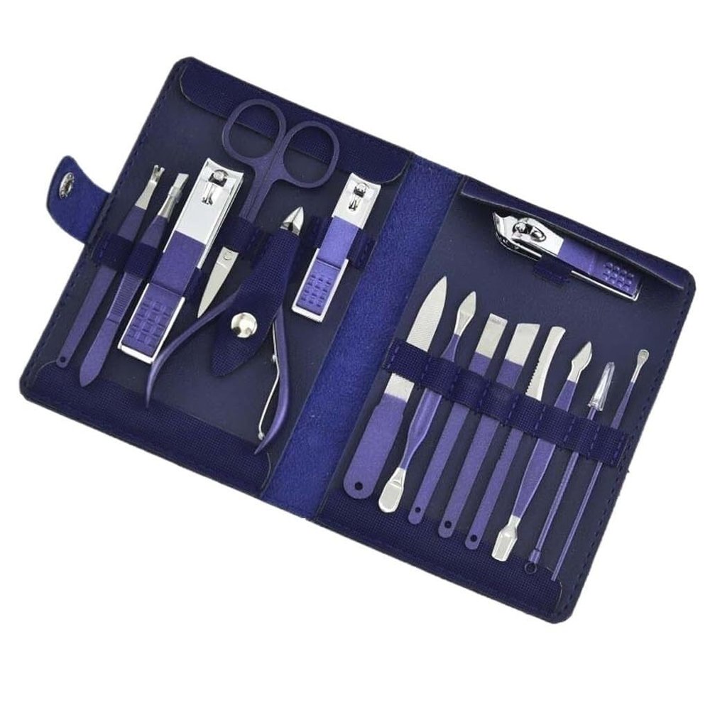 15-Piece Manicure Set Nail Clippers Set, Upgrade Stainless Steel Nail Cutter, Pedicure Scissors, Professional Nail Care Kit for Fingernail & Toenail Grooming with PU Leather Case