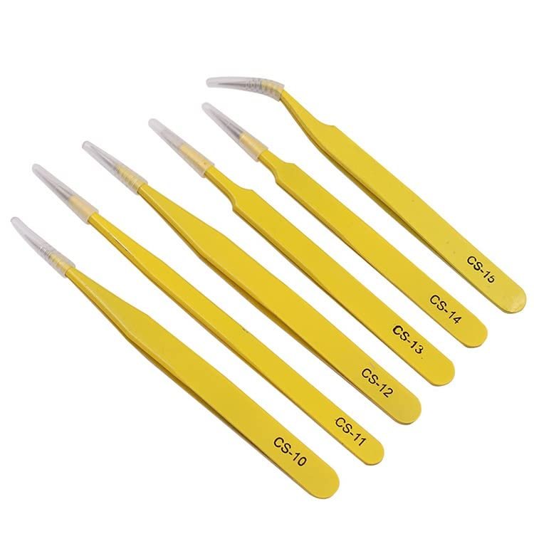 6PCS /Set Stainless Steel Tweezers Set for Electronics Phone Repairing Tool Eyebrow/Eyelash Tweezers (D 6pcs)