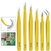 6PCS /Set Stainless Steel Tweezers Set for Electronics Phone Repairing Tool Eyebrow/Eyelash Tweezers (D 6pcs) view 2