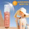 Body Glow Oil,SPF 45,Sunscreen Body Oil,Lightweight Glowing Lotion,Moisturizing Coconut Oils,Waterproof Non Sticky Texture Easy Absorb Shimmer Skin Moisturizer Beach Travel Essentials (#02 Rose) view 2