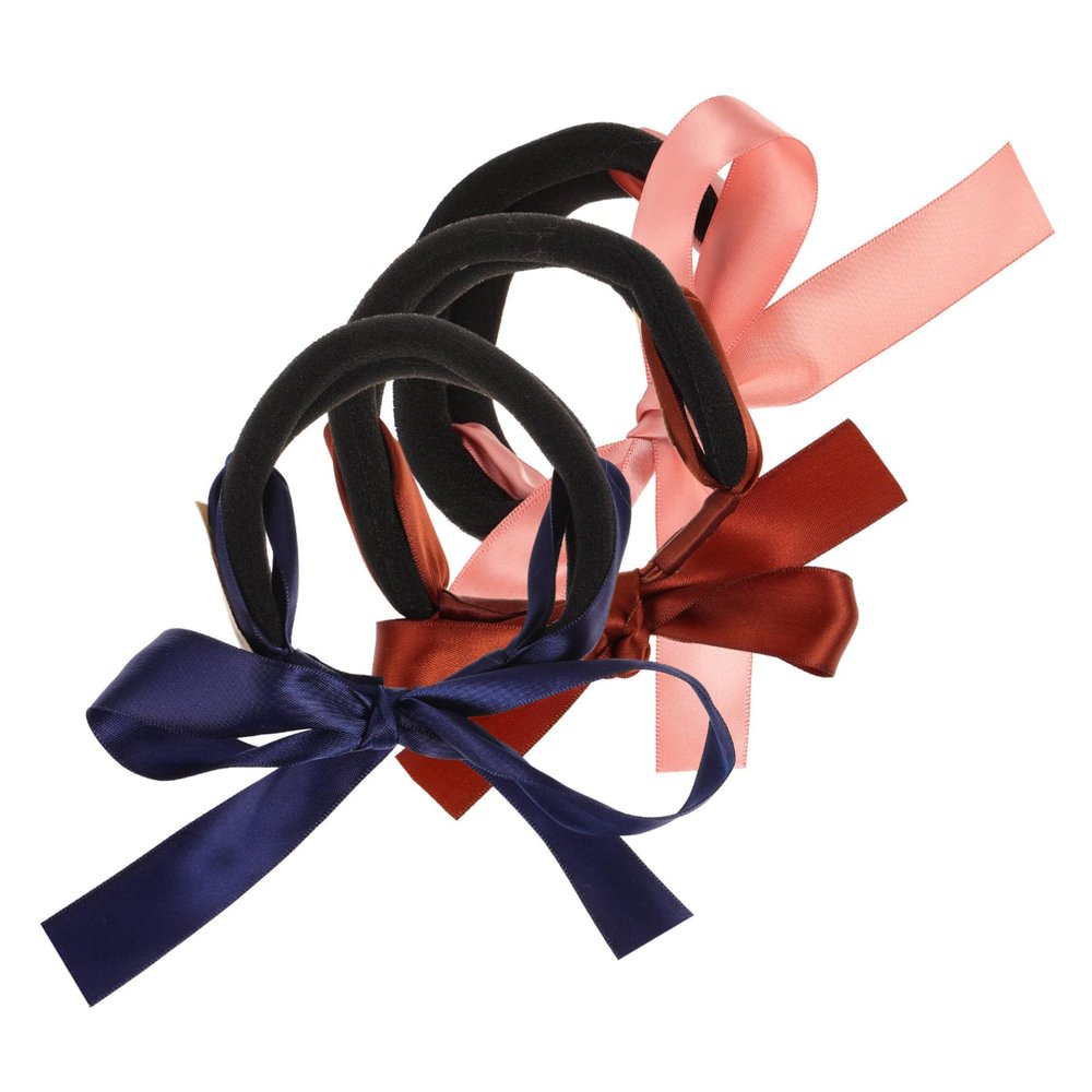 Beatifufu 3pcs Hair Bun Maker with Bowknot Design Stylish Hair Donut Roll Rings for Effortless Chignon and Updo Styles for Parties and Everyday Wear Pink Coffee Navy