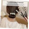 Beaupretty 3pcs Pearl Hair Band for Women Girls Diy Bun Maker Styling Accessory Clip view 4