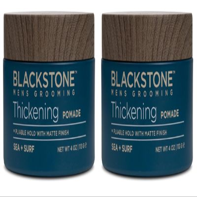 Blackstone Men's Grooming Hair Thickening Pomade - Pliable Hold with Matte Finish | Paraben & Cruelty-Free | Made in USA, Sea + Surf Scent (4 Oz, 2 Pack)