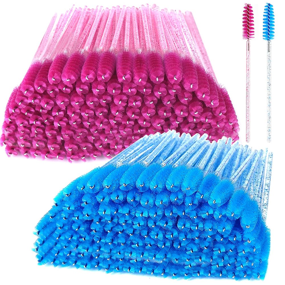 200 Pcs Disposable Mascara Wands,Lash Spoolies Crystal Eyebrow Spoolies Brush Eyelash Applicator Tool Spoolies for Eyebrow,Used for Eyelash Extension Eyebrows Cosmetics(rose red and blue)