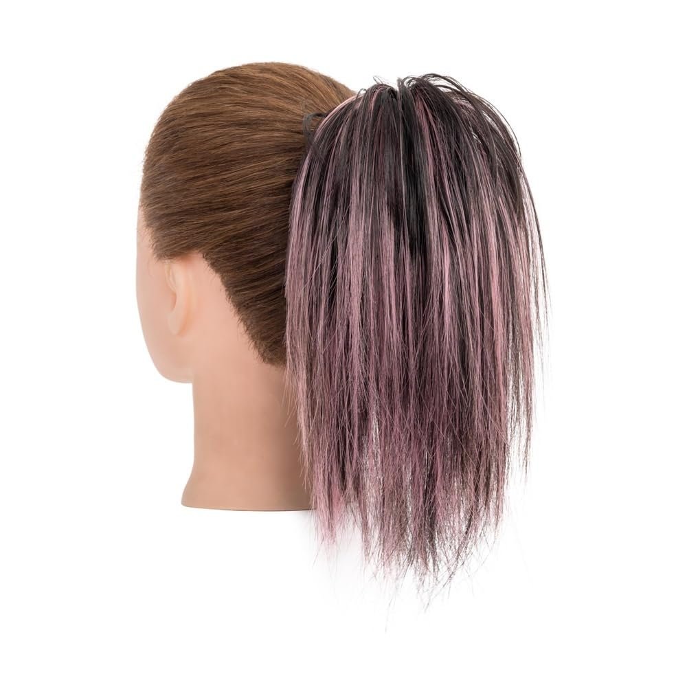 Hair Bun, Fluffy Donut Hair Clip with Braids,Synthetic Hair Updo Extensions,for Daily Wear(Brown pink)