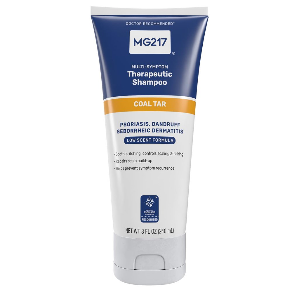 MG217 Psoriasis Shampoo with Coal Tar, Therapeutic Scalp Treatment, Controls Itching, Scaling, Flaking, Scale Buildup, Psoriasis Scalp Treatment, .5% Coal Tar Shampoo and Conditioner, 8floz
