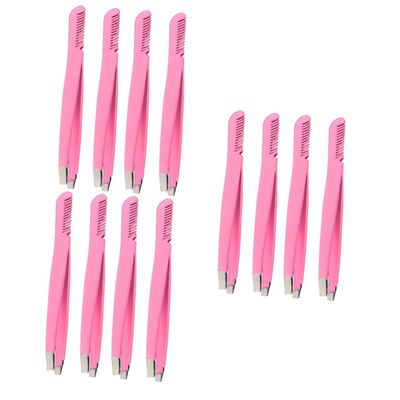 Beaupretty 12pcs Ergonomic Eyebrow Tweezer Comb Eyebrow Makeup Tool Clips for Home Travel