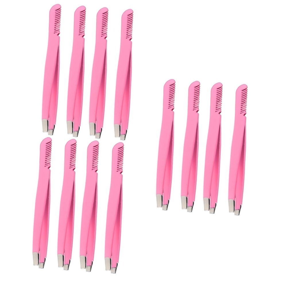 Beaupretty 12pcs Ergonomic Eyebrow Tweezer Comb Eyebrow Makeup Tool Clips for Home Travel