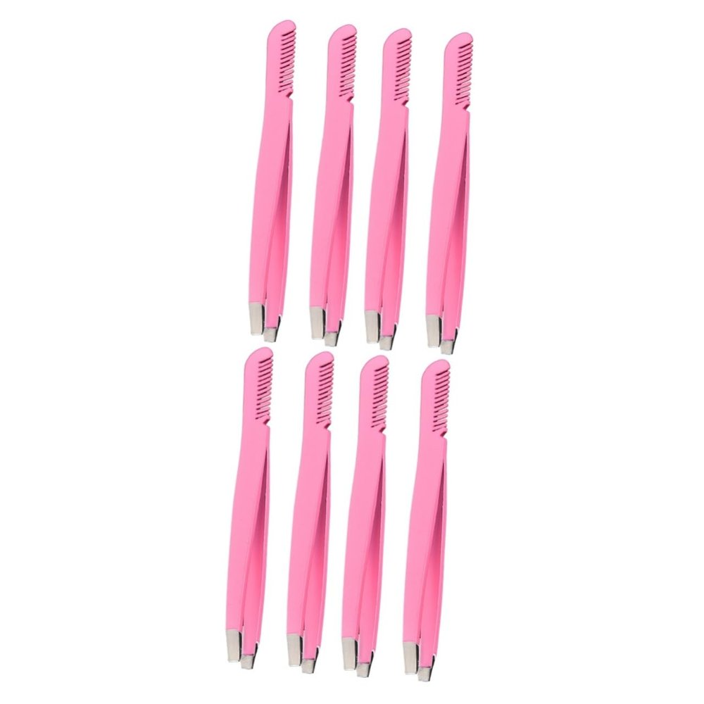 Beaupretty 8pcs Professional Eyebrow Clamps and Tweezers Brush Comb Ergonomic Stainless Steel Design for Precise Eyebrow Shaping and Hair Removal for Personal Professional Use