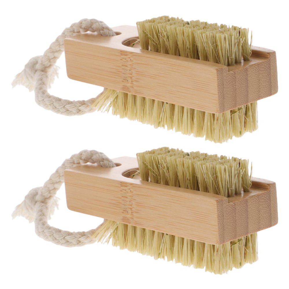 ERINGOGO 2pcs Wood Nail Art Brush Nail Scrubbing Brush Cleaning for Fingernails