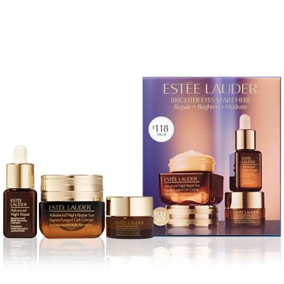 Este Lauder Advanced Night Repair Eye Cream 3-Piece Travel Size Skincare Gift Set | Repair + Brighten + Hydrate | Includes Face Serum 0.23 Fl Oz + Eye Cream 0.5 Fl Oz + 0.17 Fl Oz