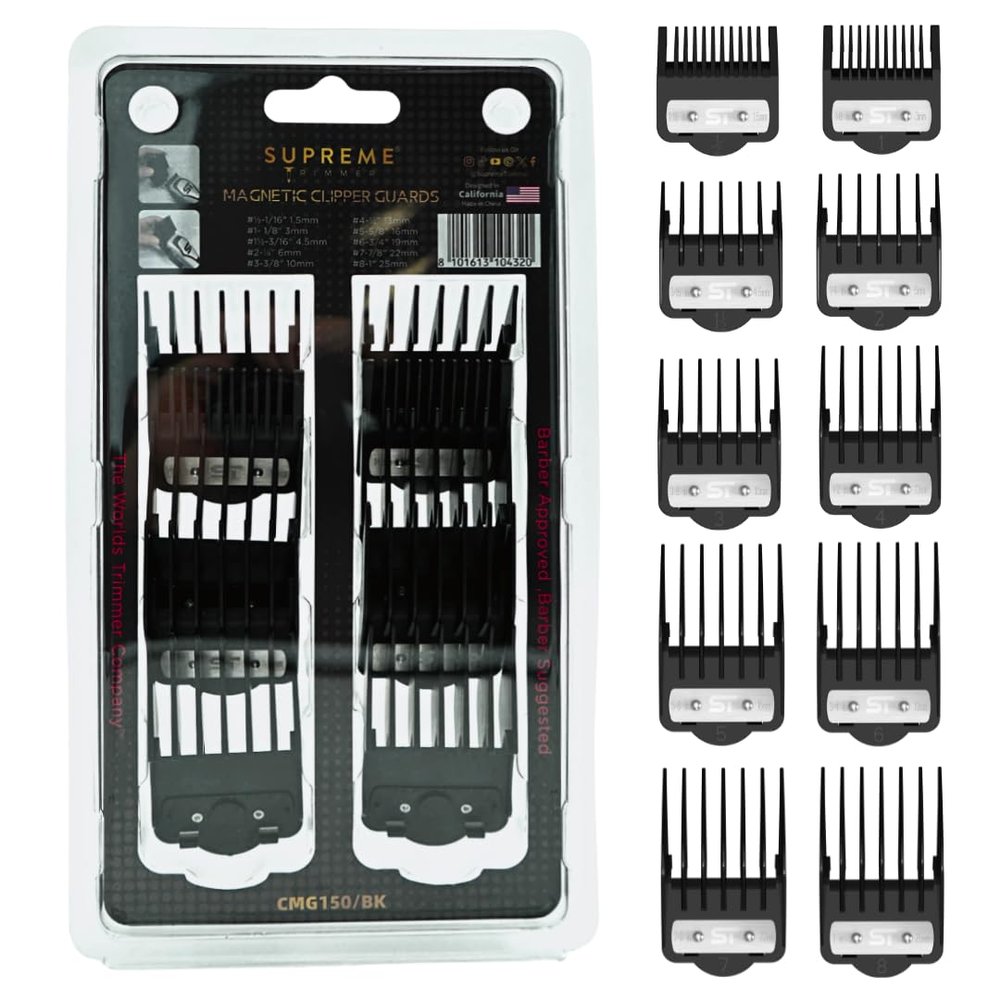 Supreme Trimmer Magnetic Guide Combs for Clippers | Hair Clipper Guards, 10 Cutting Lengths | CMG150