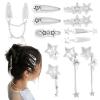 12PCS Y2K Star Hair Clips Metal Punk Hair Barrettes Kawaii 2000s Hair Snap Clips 10 Styles Silver Pentagram Hair Accessories for Women view 1