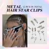 12PCS Y2K Star Hair Clips Metal Punk Hair Barrettes Kawaii 2000s Hair Snap Clips 10 Styles Silver Pentagram Hair Accessories for Women view 2
