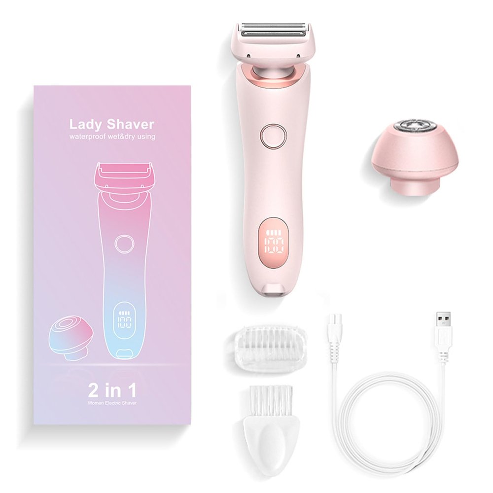 Women's Electric Shaver,3 in 1 Wet & Dry Waterproof Electric Razors for Women,Rechargeable Women's Body Shaver Bikini Trimmer,for Leg Arm Underarm Bikini Area (Pink)